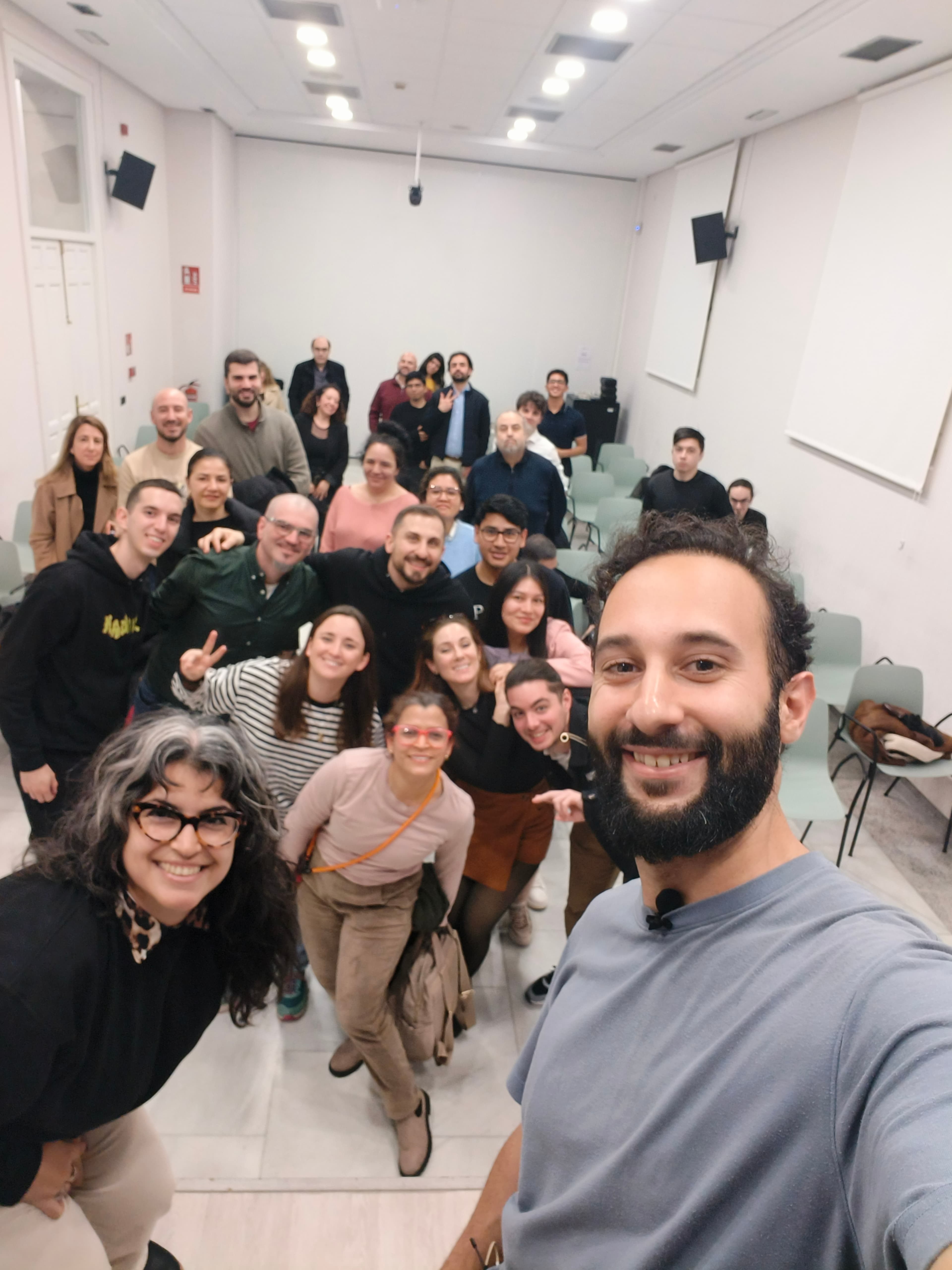 César giving a talk on stage