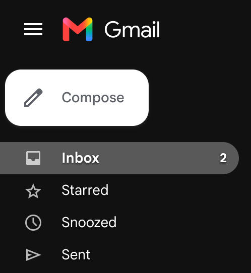 Mi bandeja de entrada de Gmail con solo dos emails